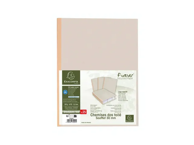 25 mappen met linnen rug FOREVER 320g/m2 -24x32cm-Grijs