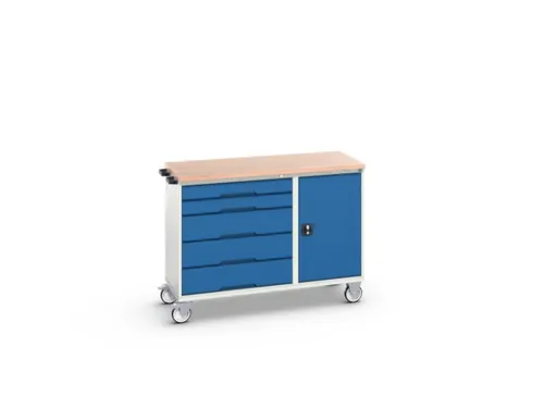 montagetafel 980x1300x600mm multiplexblad 5laden kast front RAL5010
