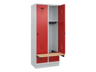 locker met bank,HxBxD 1950x800x815mm,2vak,vak B 400mm,draaigrendel - 1
