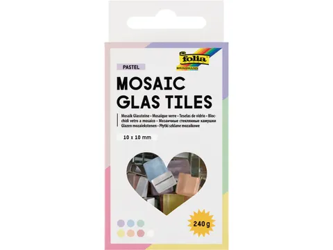 Folia Mozaieksteentjes glas 10x10mm pastelkleuren assorti