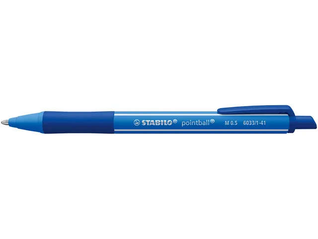 Balpen STABILO pointball colorful medium blauw blister à 2 stuks