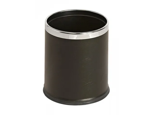 Ronde Dubbelwandige Papierbak Lederlook Zwart Chroom 10 Liter