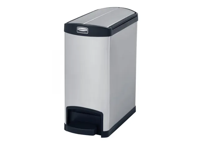 Slim Jim Step On conteneur End Step Inox mat 30 ltr, noir Rubbermaid