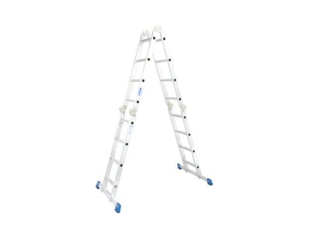 échelle pliante polyvalente,4x4 échelons,lisse L 4,7m,alu