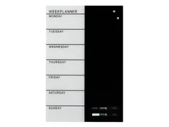 Glasmagneetbord Naga 40x60cm weekplanner GB zwart/wit