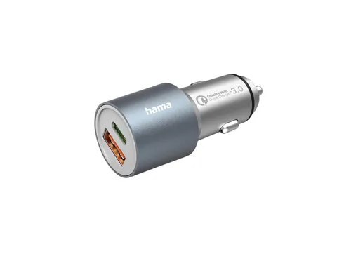 Autolader Hama 1x USB-C 1x USB-A 38W metaal