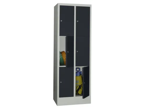 lockerkast,HxBxD 1850x600x500mm,2x3vakken,RAL7035,front RAL7016