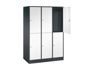 Dubbeldekse garderobekast,HxBxD 1950x1220x600mm,3x2vak.,vak B 360mm - 1