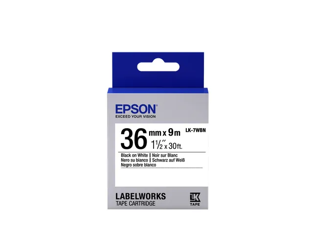 LK-7WBN - Standard - Noir sur Blanc - 36mmx9m