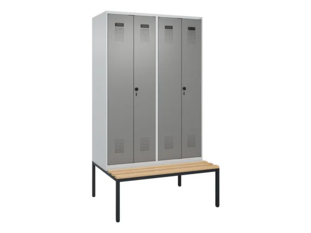 locker met bank,voor scheiding van kleding,HxBxD 2120x1200x815mm,4vak