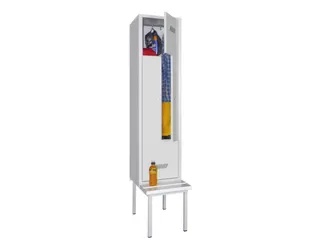 Z-garderobekast 2100x430x500mm 2 Delen Zitbank Klinksluiting Grijs - 2