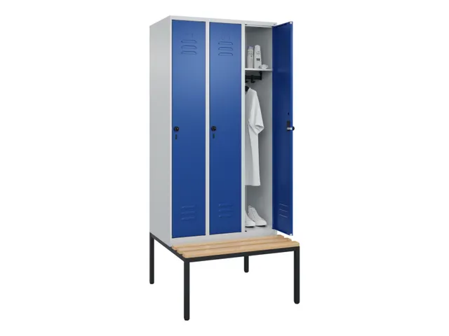 Armoire vestiaire Classic+ 3 comp 212x90x81,5cm gris clair/bleu