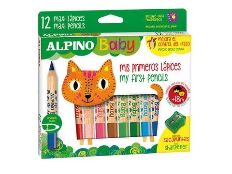 #Kleurpotloden Alpino Baby seta 12 st. + slijper