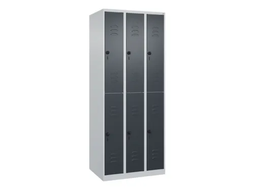 dubbeldekse locker,HxBxD 1850x750x500mm,3x2vak.,vak B 250mm