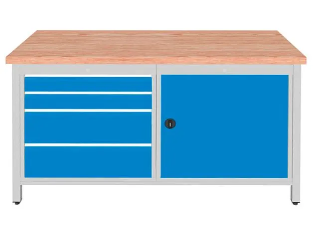 werkbank,HxBxD 860x1500x750mm,onderstel RAL5010,fronten RAL3020