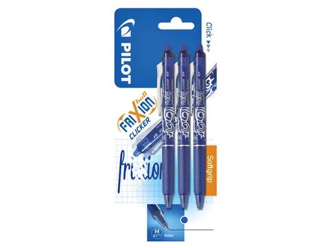 Rollerpen Pilot Frixion Ball Clicker 0.7mm Medium Blauw Blister 3 st
