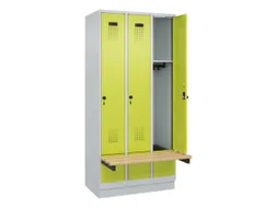 locker met bank,HxBxD 1950x900x815mm,3vak,vak B 300mm,draaigrendel