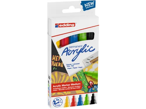 Acrylmarker edding e-5100 medium set van 5 kleuren pastel