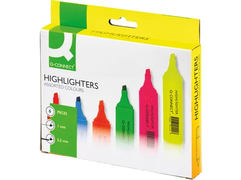 Markeerstift Schuine Punt Assorti 6 Stuks