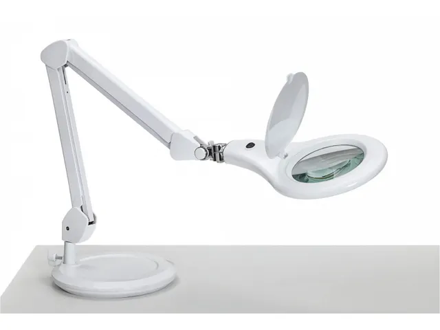 Loeplamp LED MAULmakro Wit met voet