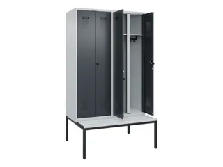locker met bank,voor scheiding van kleding,HxBxD 2120x1200x815mm,4vak - 1