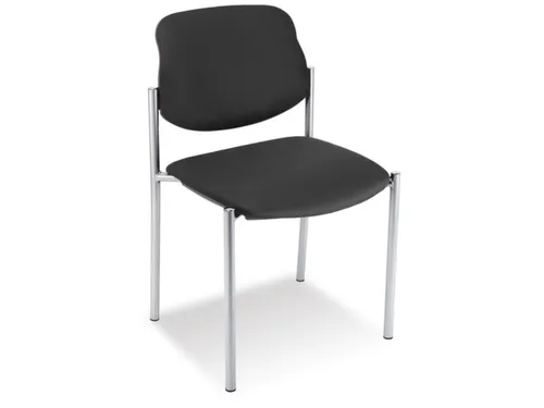 Bezoekersstoel,4Voeten Ronde Buis Aluminium-Zilver,Zitting Stof Zwart