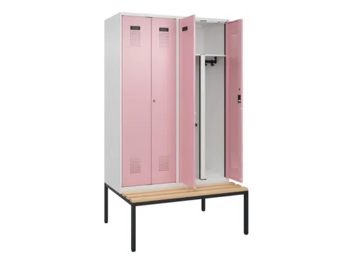 PBM-locker met bank,HxBxD 2120x1200x815mm,4vak,vak B 300mm