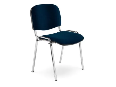 Bezoekersstoel,4Voeten Ovale Buis Verchroomd,Zitting Stof Donkerblauw