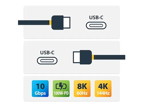 1 meter USB-C laadkabel 10Gbps 100W Power Delivery en 8K video