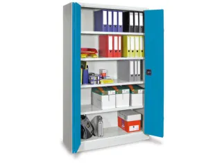 Ruime Vouwdeurkast 1950x1200x500mm 4legborden Ral7035 Front Ral5012 - 1