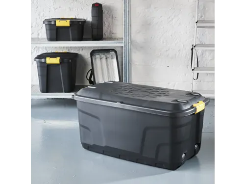 Robuuste Opbergbox 145 Liter Zwart Met Wielen