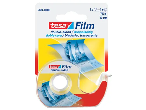Dubbelzijdige plakband Tesa film 12mmx7.5m met dispenser