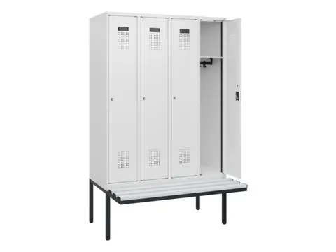 locker met bank,HxBxD 1950x1200x815mm,4vak,vak B 300mm,cilinderslot