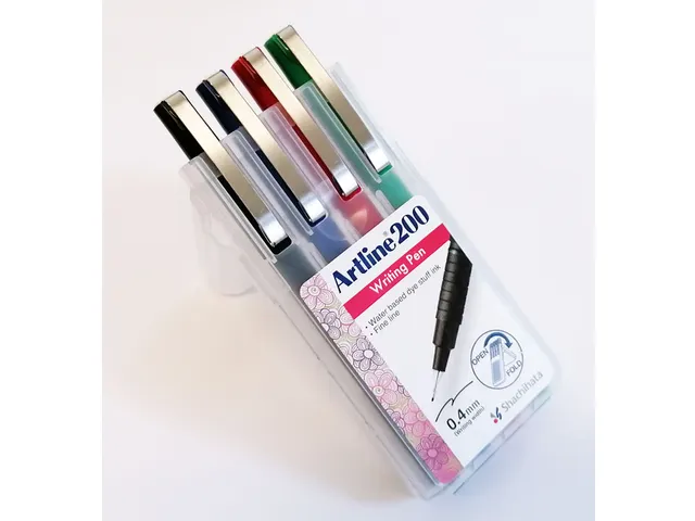 Fineliner Artline 200 rond fijn asssorti 4 stuks