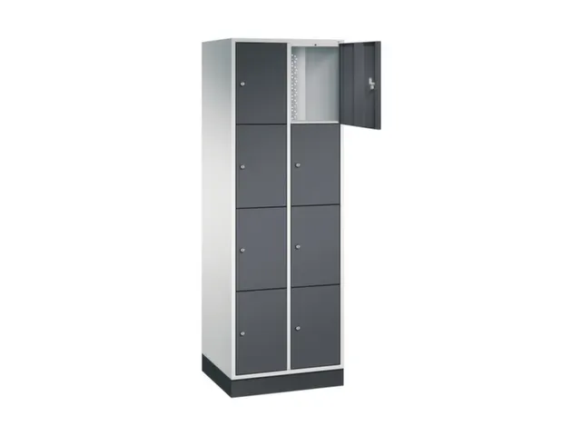 lockerkast,RAL 7035/RAL 7021,HxBxD 1950x620x500mm,2x4vakken,cil.-slot