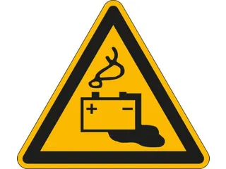 Waarschuwingsbord,Waarschuwing: Gevaren Door Batterijen,Sticker,Folie - 1