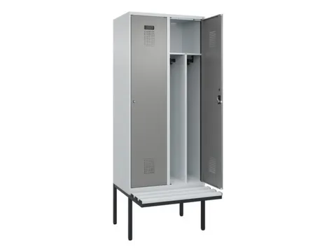 locker met bank,voor scheiding van kleding,HxBxD 2120x800x815mm,2vak