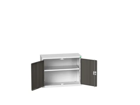 wandkast 600x800x350mm 1xStalen bodem sokkel Ral 7035 front Ral 7016