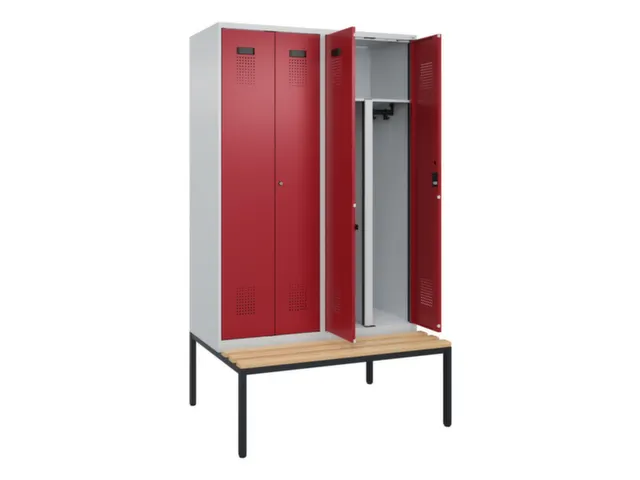 PBM-locker met bank,HxBxD 2120x1200x815mm,4vak,vak B 300mm