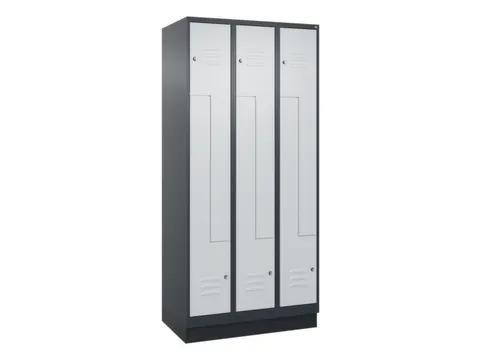 Z-garderobekast,HxBxD 1950x900x500mm,vak B 150/300mm,cil.-slot,sokkel