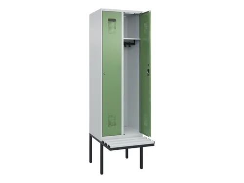 locker met bank,HxBxD 2120x600x815mm,2vak,vak B 300mm,cilinderslot
