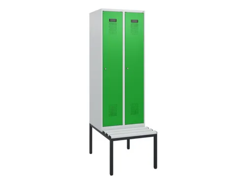 locker met bank,HxBxD 1950x600x815mm,2vak,vak B 300mm,cilinderslot