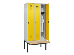 locker met bank,HxBxD 2120x900x815mm,3vak,vak B 300mm,draaigrendel