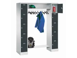 personeelsgarderobe draaigr. 1950x1500x500mm 2x5 vakken 300mm RAL7016
