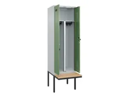 PBM-locker met bank,HxBxD 2120x600x815mm,2vak,vak B 300mm,draaigrendel