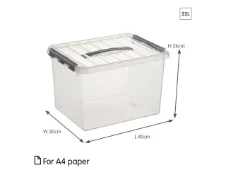 Q-line opbergbox 22L transparant grijs - 40x30x26cm - 2
