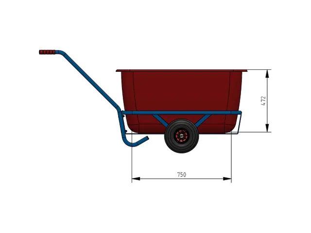 Handtrekwagen Kunststof Bak 4102V 200kg 750x425mm Massief rubber