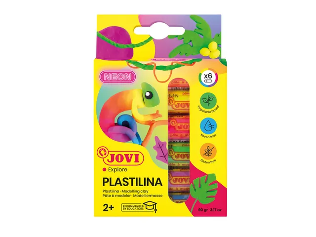 Boetseerklei Jovi plastalina 15gr neon kleuren assorti etui à 6 stuks