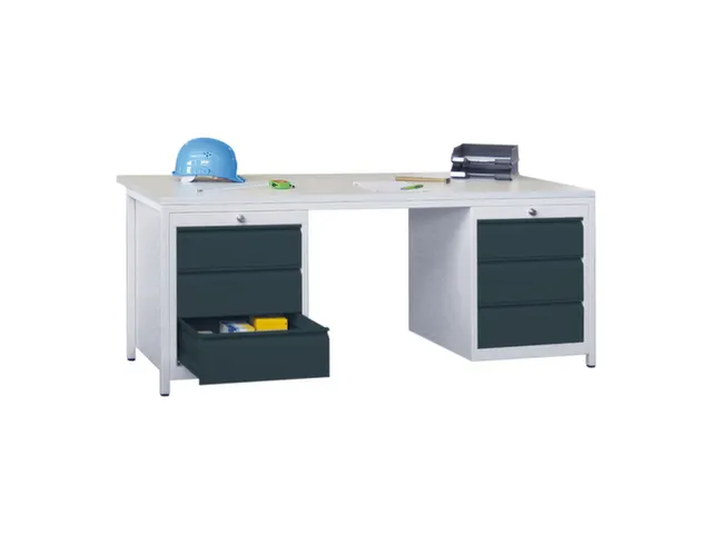 Bureau De Prestige Hxlxp 720X1700X800Mm 6Tiroirs Ral7035 Façade Ral70