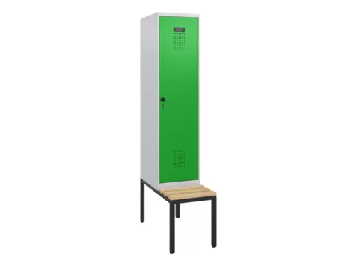 locker met bank,HxBxD 1950x400x815mm,1vak,vak B 400mm,draaigrendel